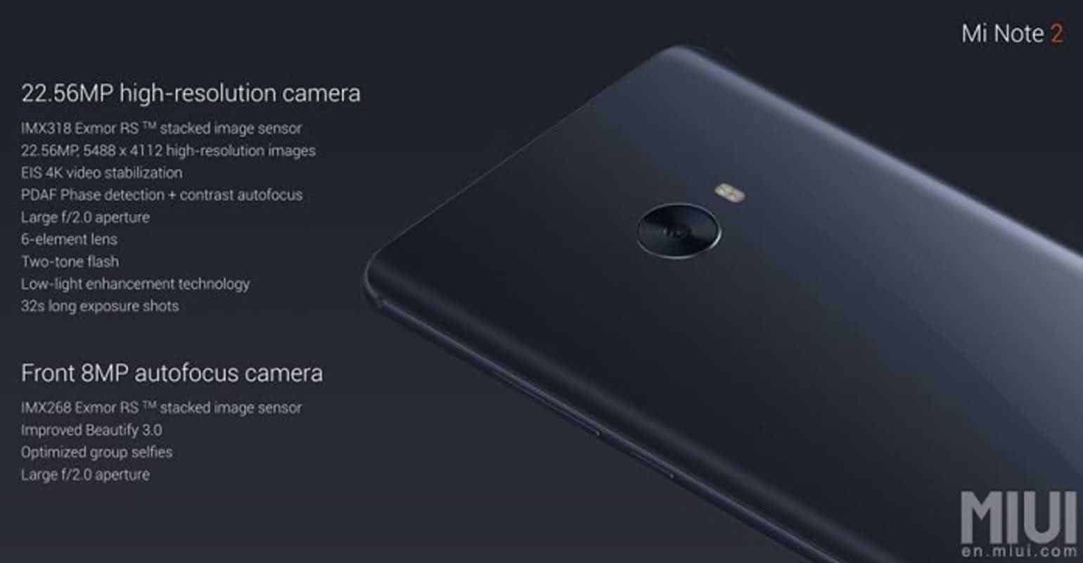 Xiaomi Mi Note 2 camera specificaties