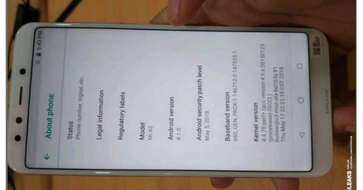 Xiaomi Mi A2 scherm