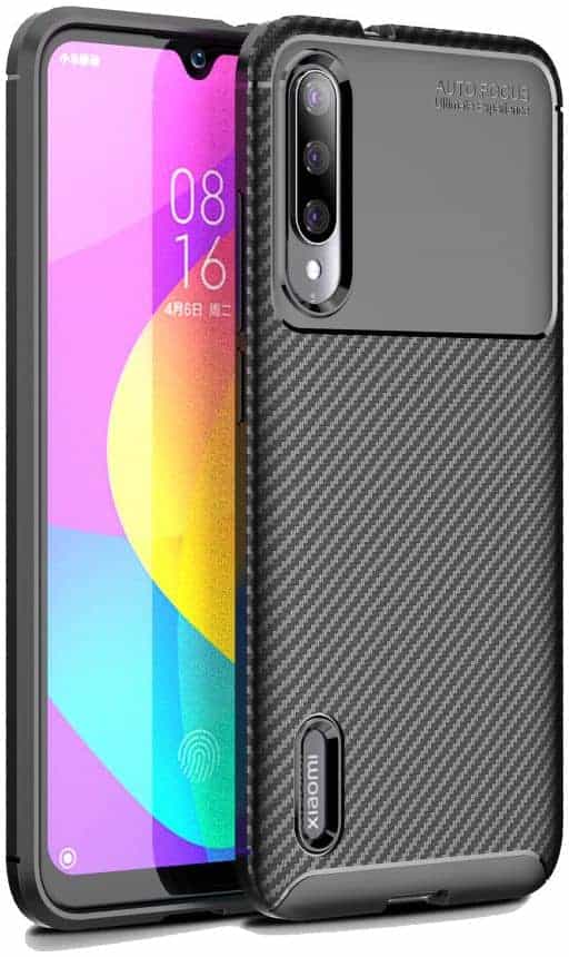 anti drop carbon fiber tpu phone shell for xiaomi mi a3 black 1