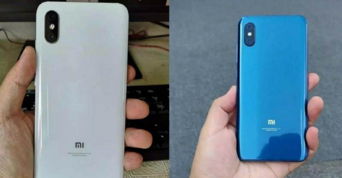 Xiaomi Mi 8X close up in wit en blauw